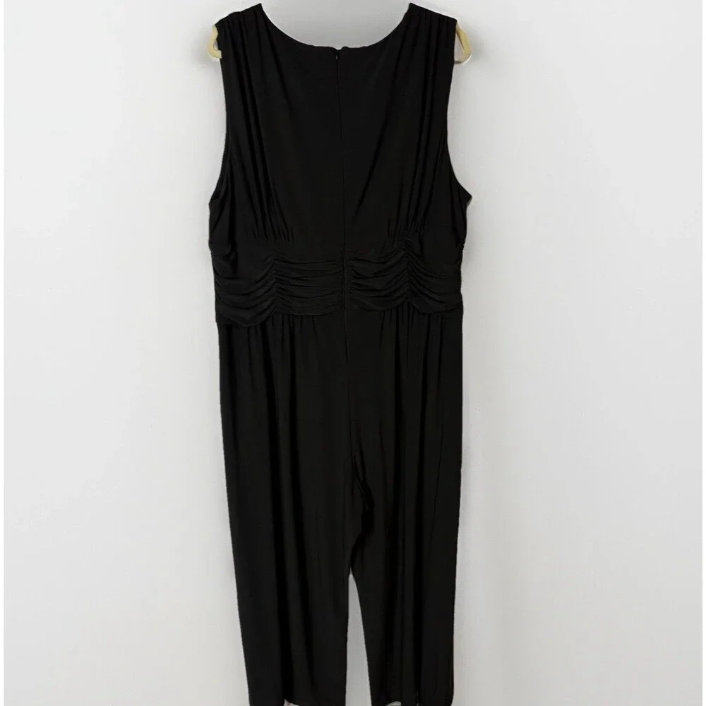 Eliza J Black Sleeveless Jumpsuit Wide Leg Stretch Sz 3X Flattering Party Work